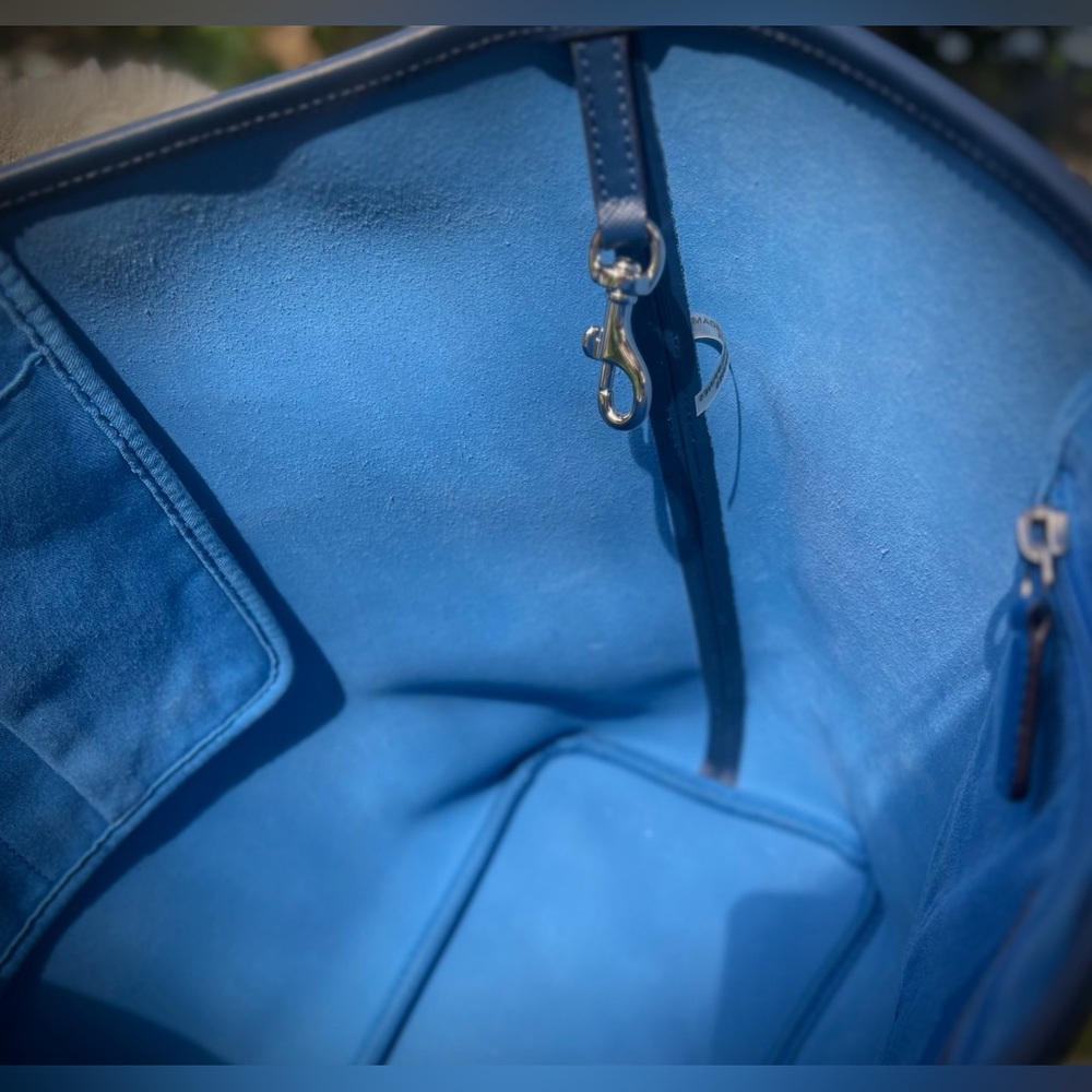 Coach Blue Leather Tote Bag With Original Hang Tags - Picture 9 of 14
